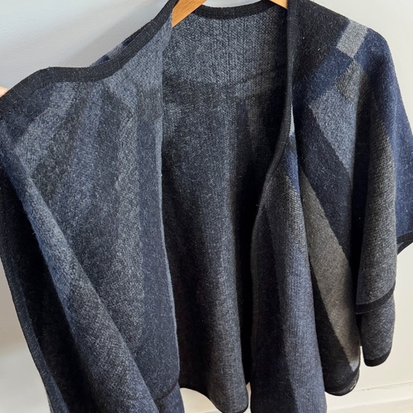 Navy and Gray Open Front Poncho - O/S - Picture 2 of 3
